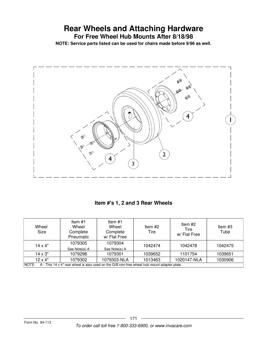 Invacare TorqueTM manual For Free Wheel Hub Mounts After 8/18/98 