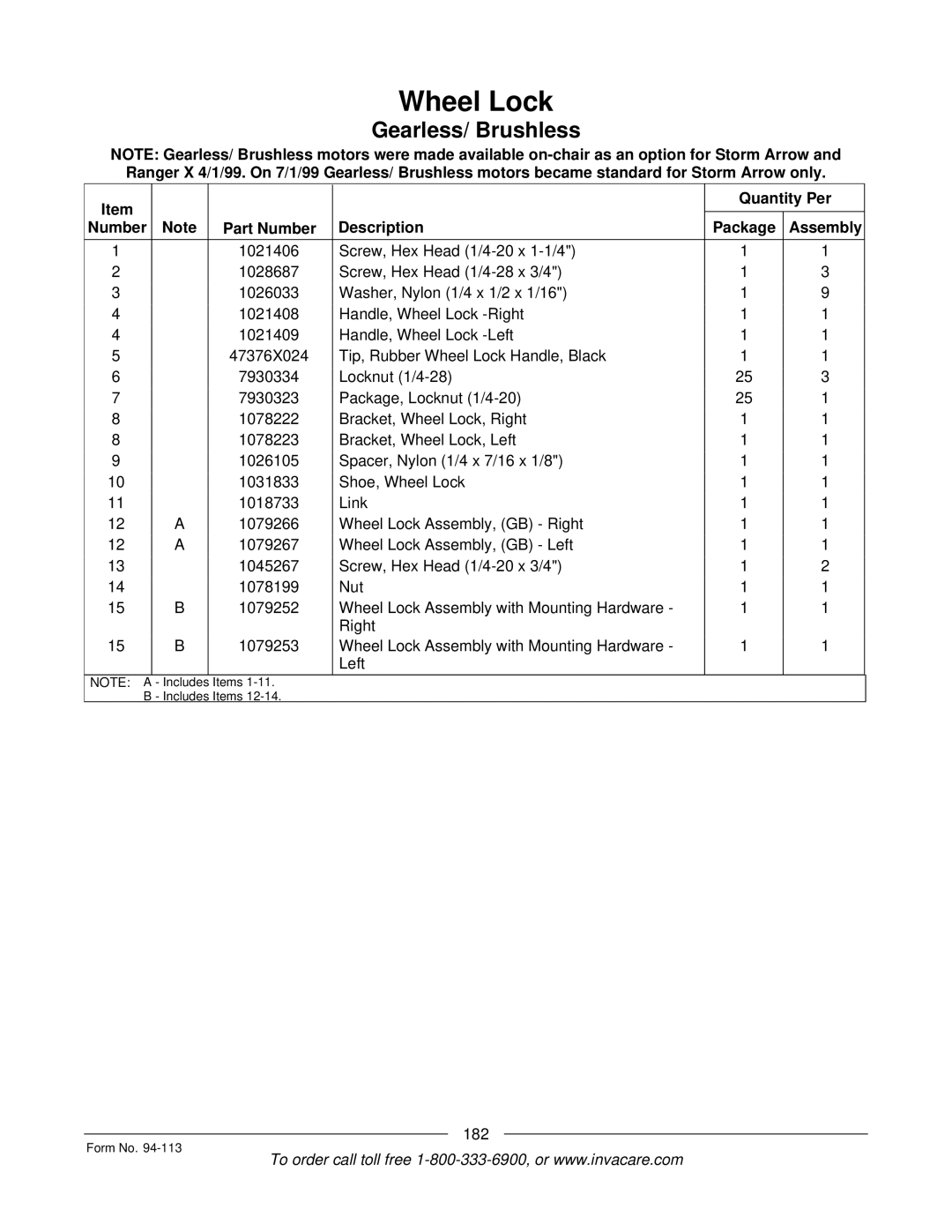 Invacare TorqueTM manual 182 