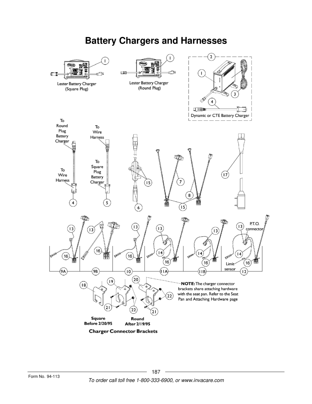 Invacare TorqueTM manual Battery Chargers and Harnesses 