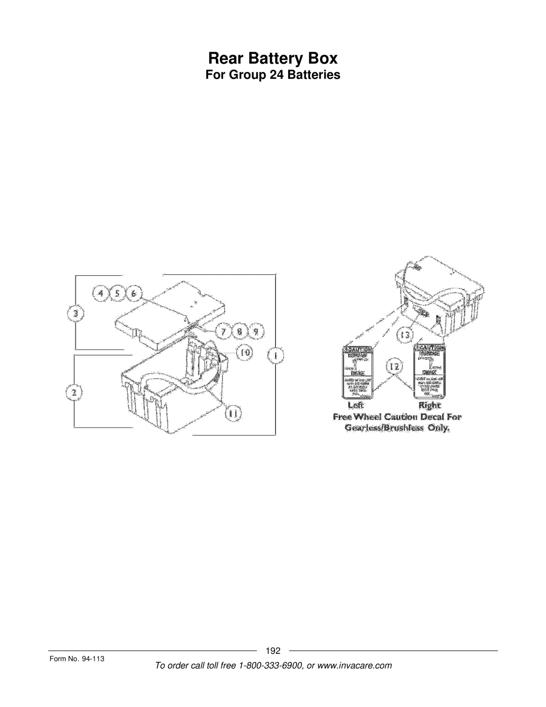 Invacare TorqueTM manual Rear Battery Box 