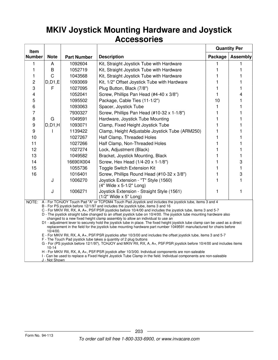 Invacare TorqueTM manual 203 