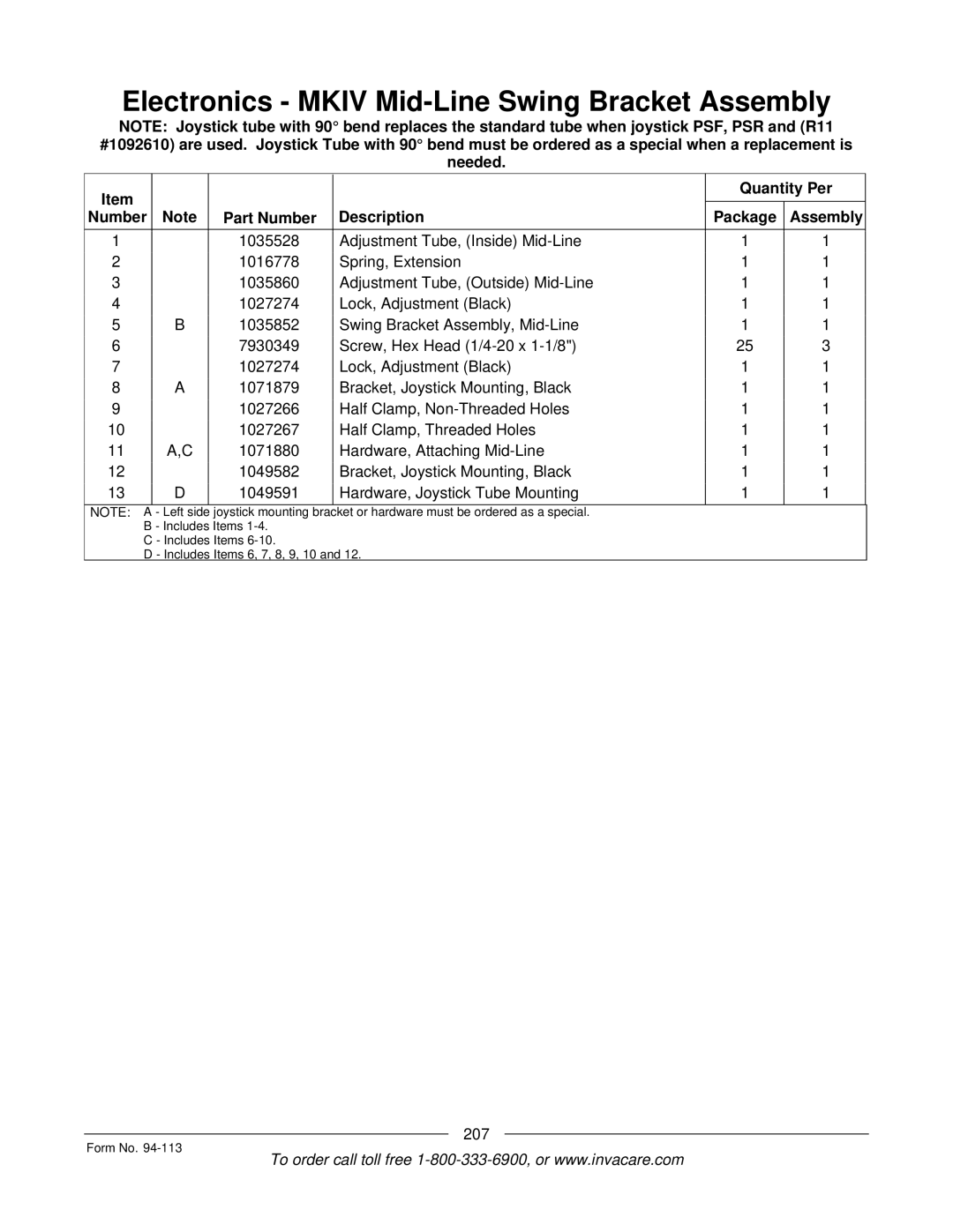 Invacare TorqueTM manual 207 