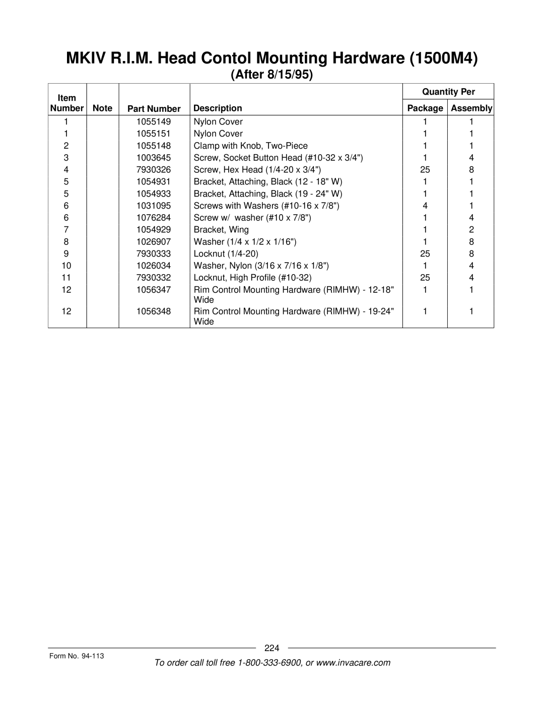 Invacare TorqueTM manual 224 