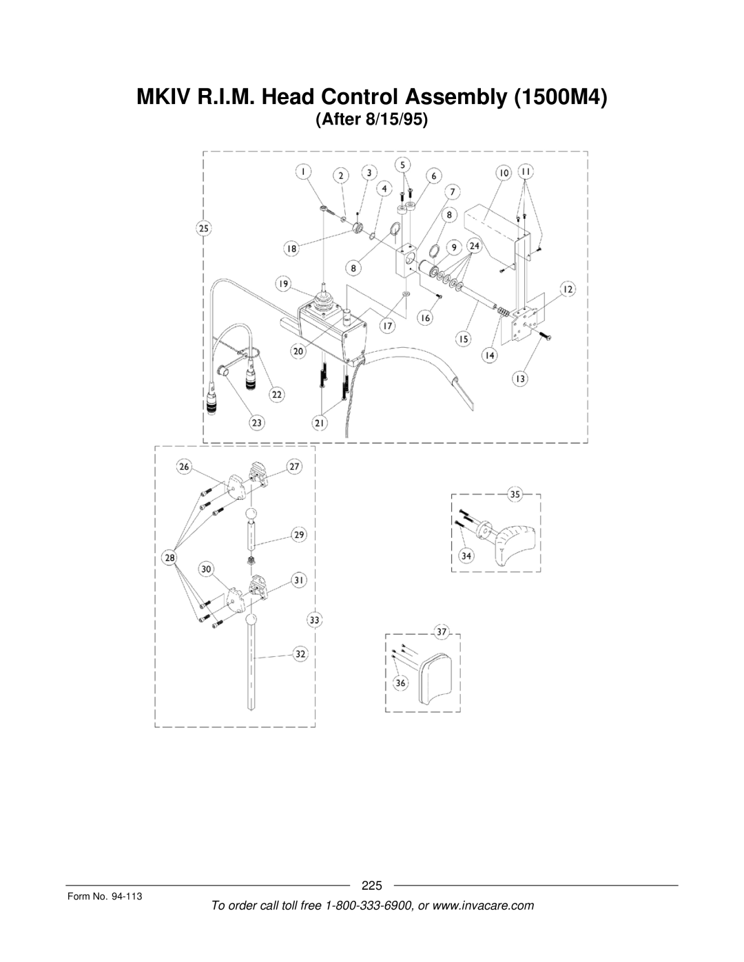 Invacare TorqueTM manual Mkiv R.I.M. Head Control Assembly 1500M4 