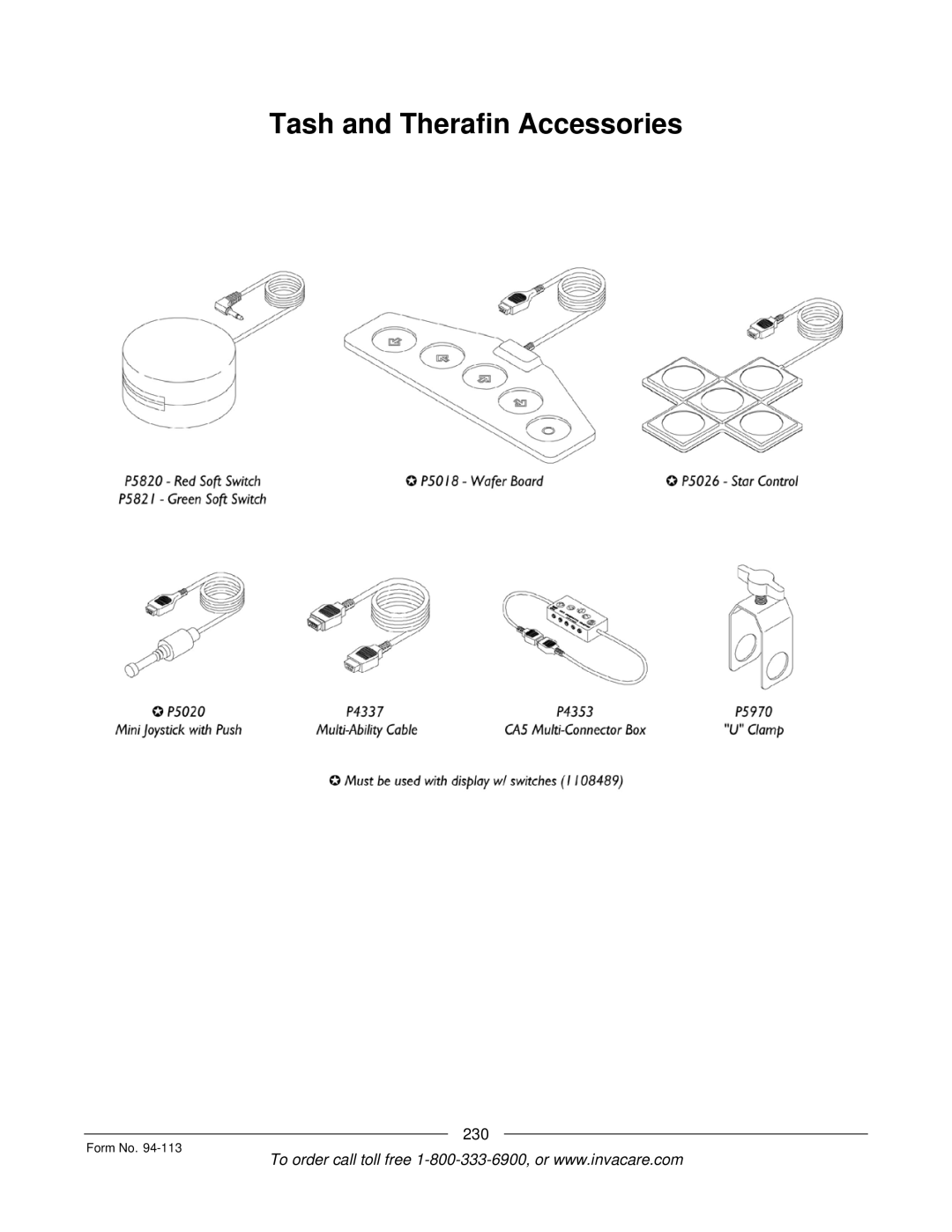 Invacare TorqueTM manual Tash and Therafin Accessories 