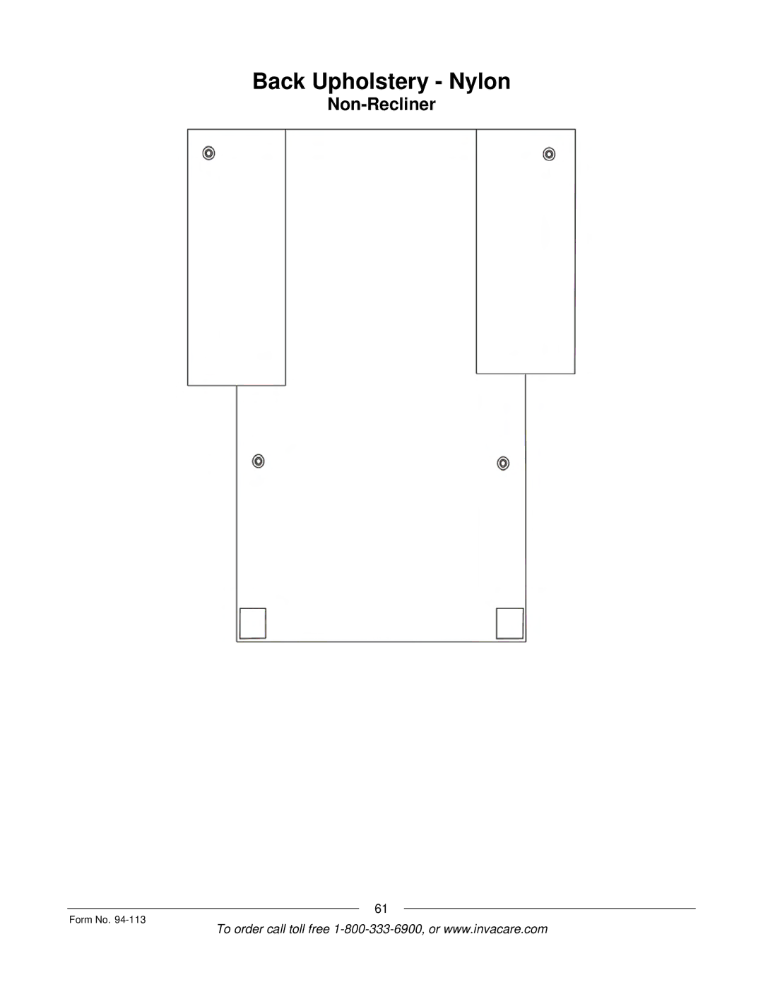 Invacare TorqueTM manual Back Upholstery Nylon, Non-Recliner 