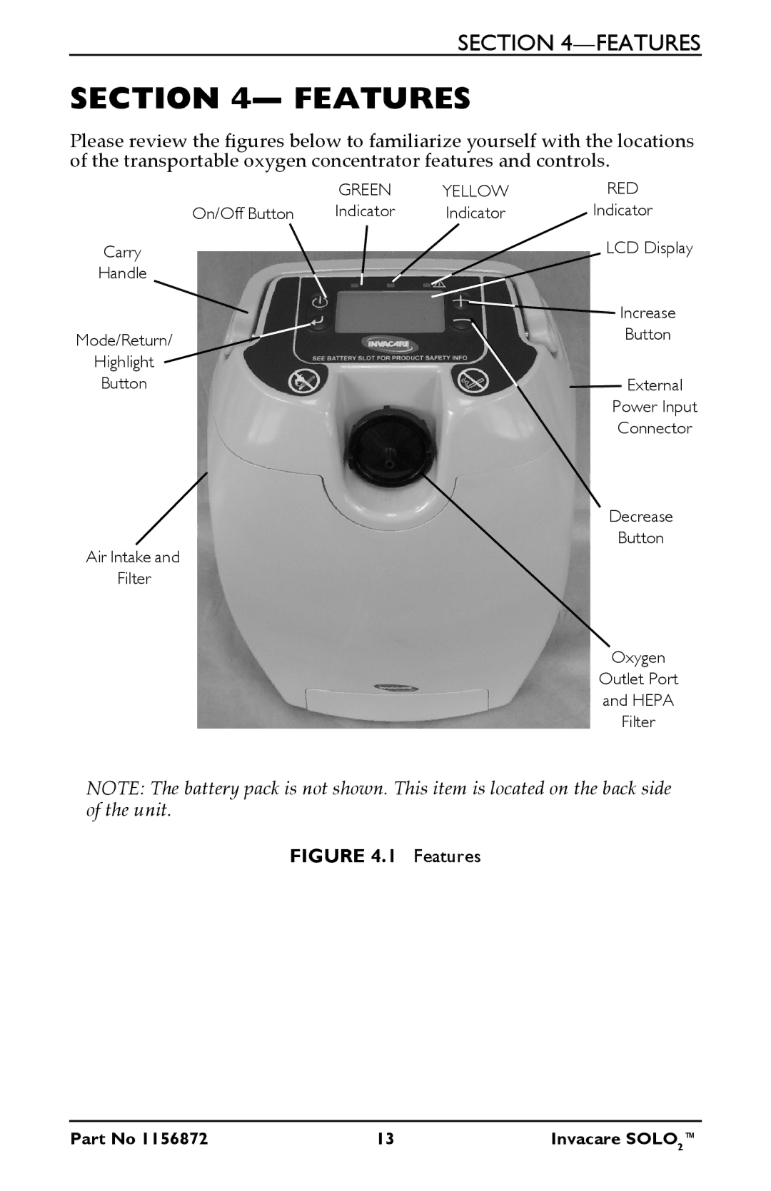 Invacare TPO100B user manual Features, Red 