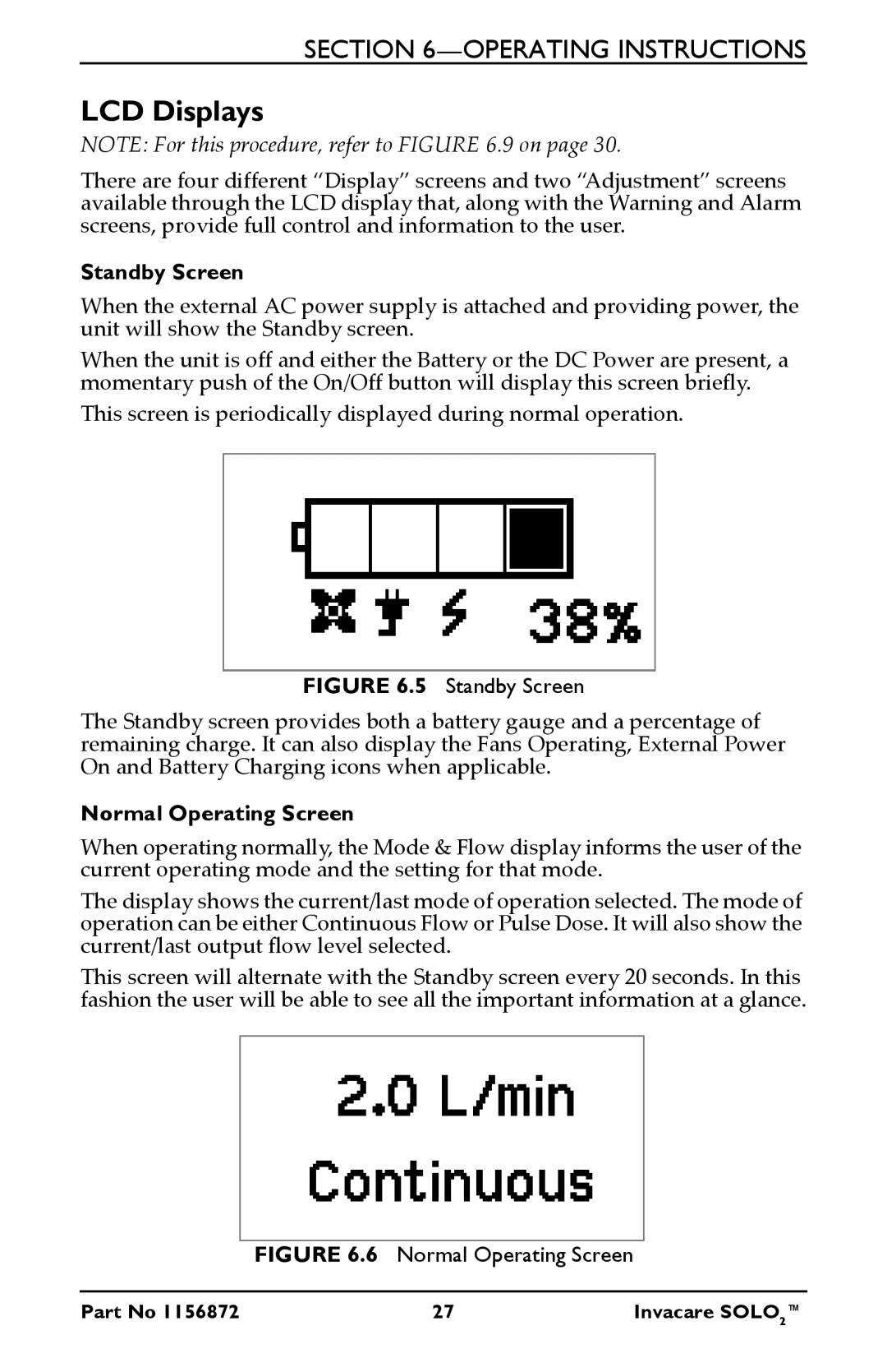 Invacare TPO100B user manual LCD Displays 