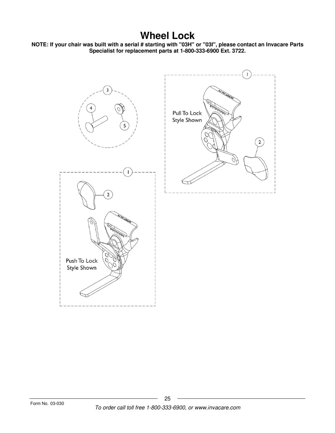 Invacare Tracer IV manual Wheel Lock 