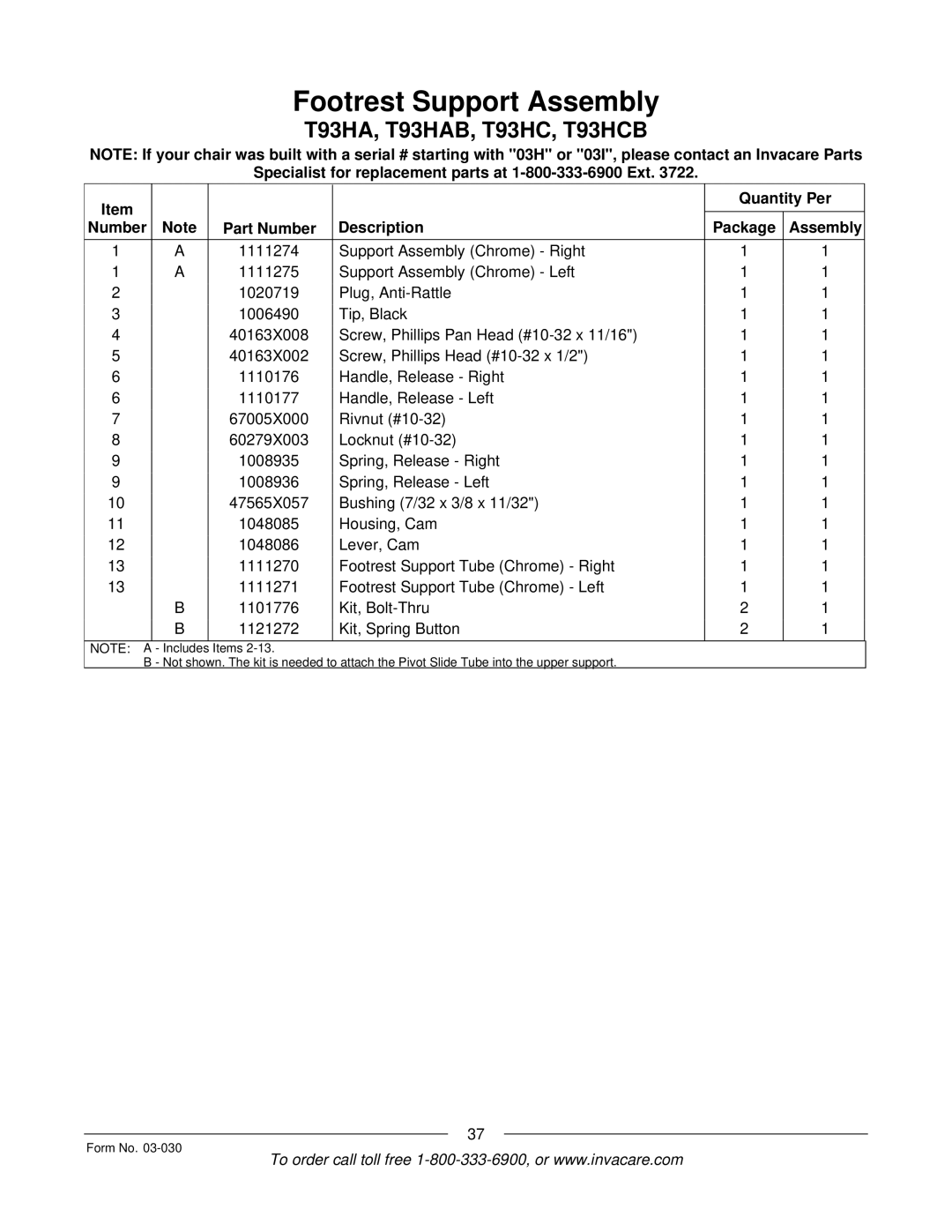 Invacare Tracer IV manual Includes 