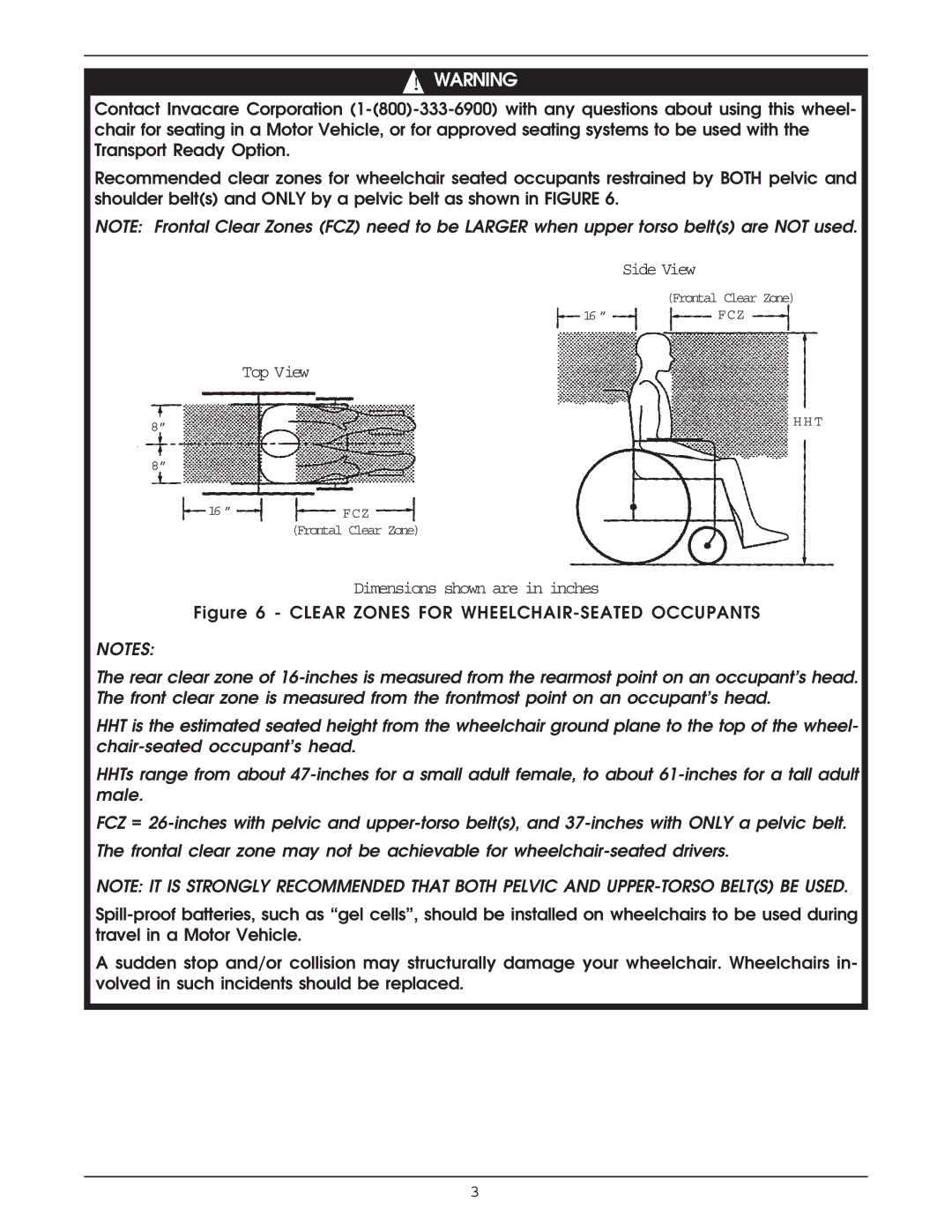 Invacare Transport Ready Option manual Top View, Dimensions shown are in inches 