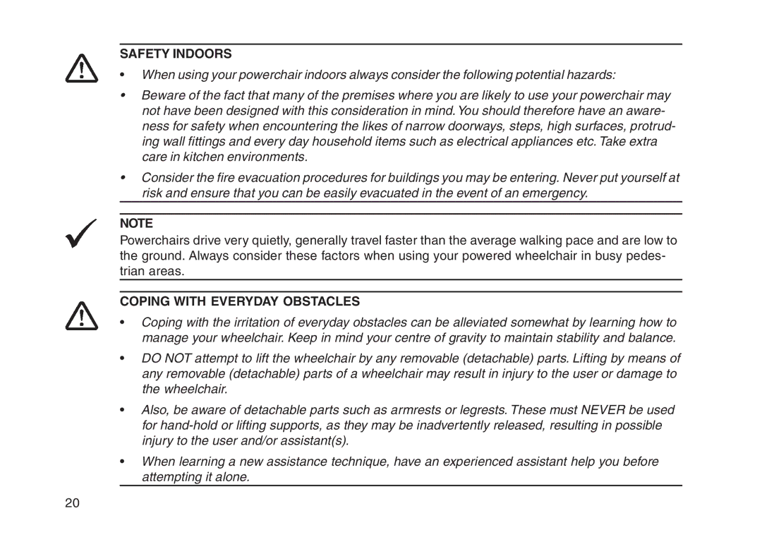 Invacare User guide manual Safety Indoors, Coping with Everyday Obstacles 