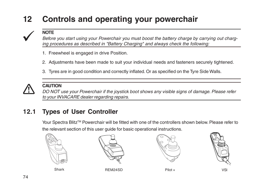 Invacare User guide manual Controls and operating your powerchair, Types of User Controller 