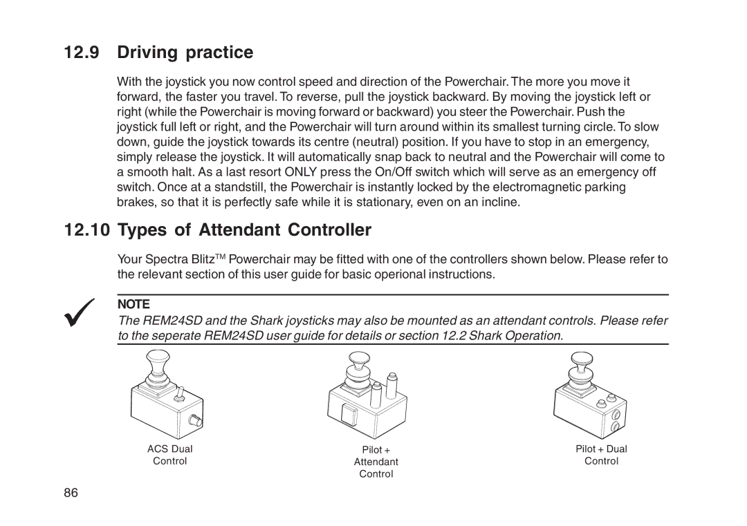 Invacare User guide manual Driving practice, Types of Attendant Controller 