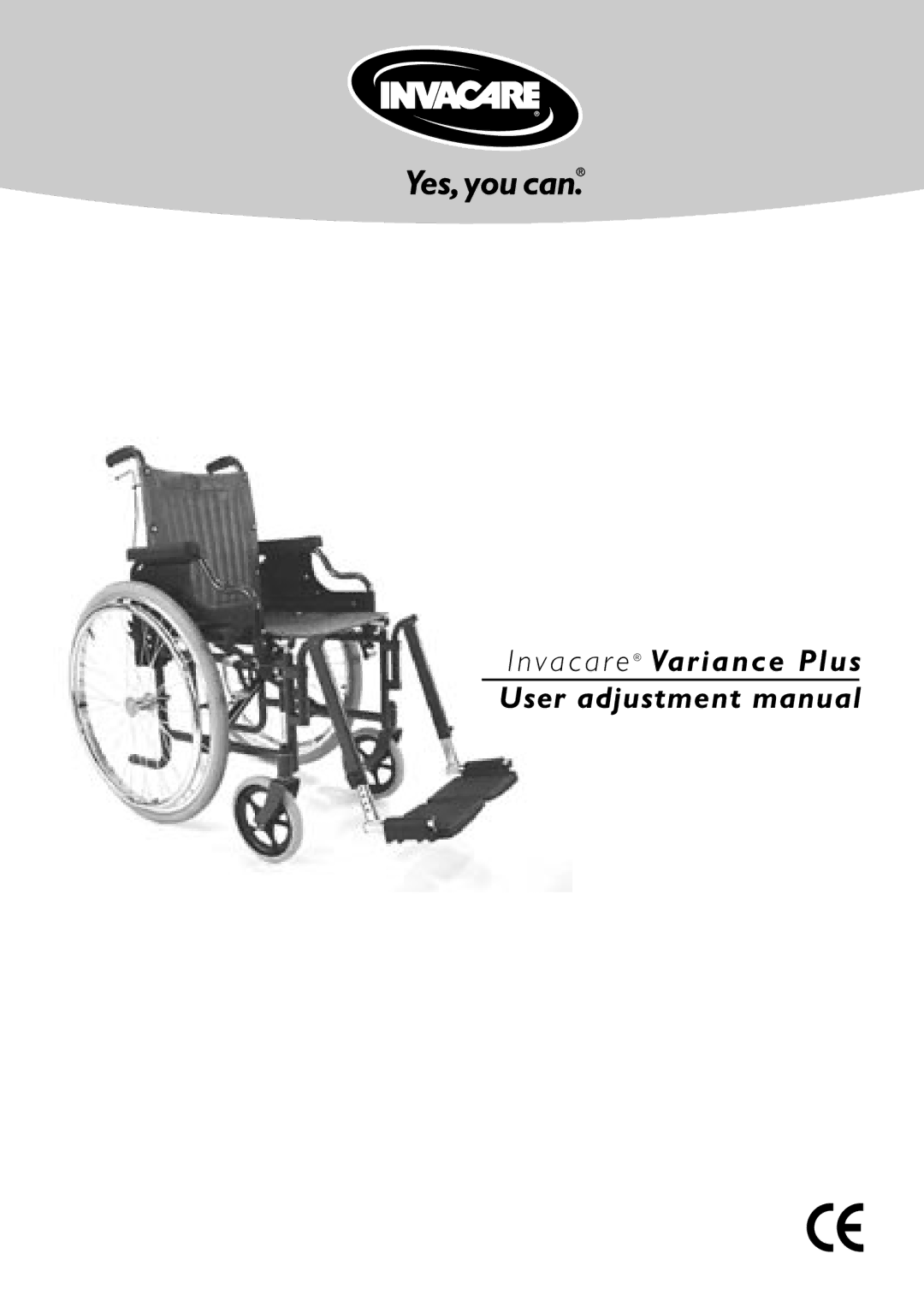 Invacare Variance Plus manual User adjustment manual 