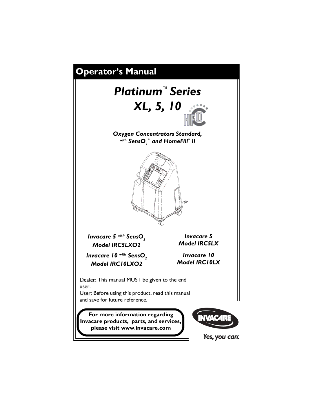 Invacare 10 manual PlatinumSeries XL, 5 