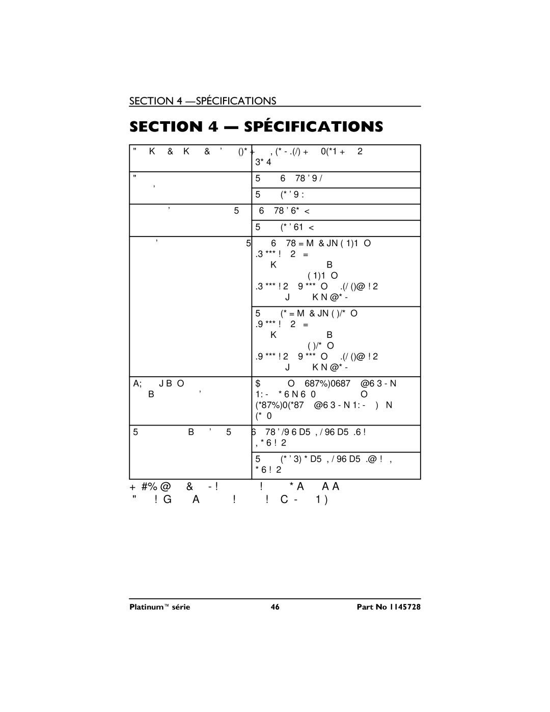 Invacare 5, XL, 10 manual Spécifications 