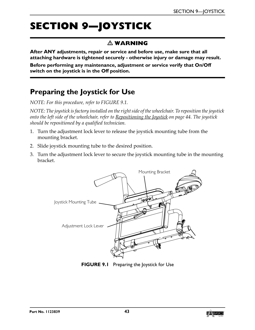 Invacare XP6500, XP6520 manual Preparing the Joystick for Use 