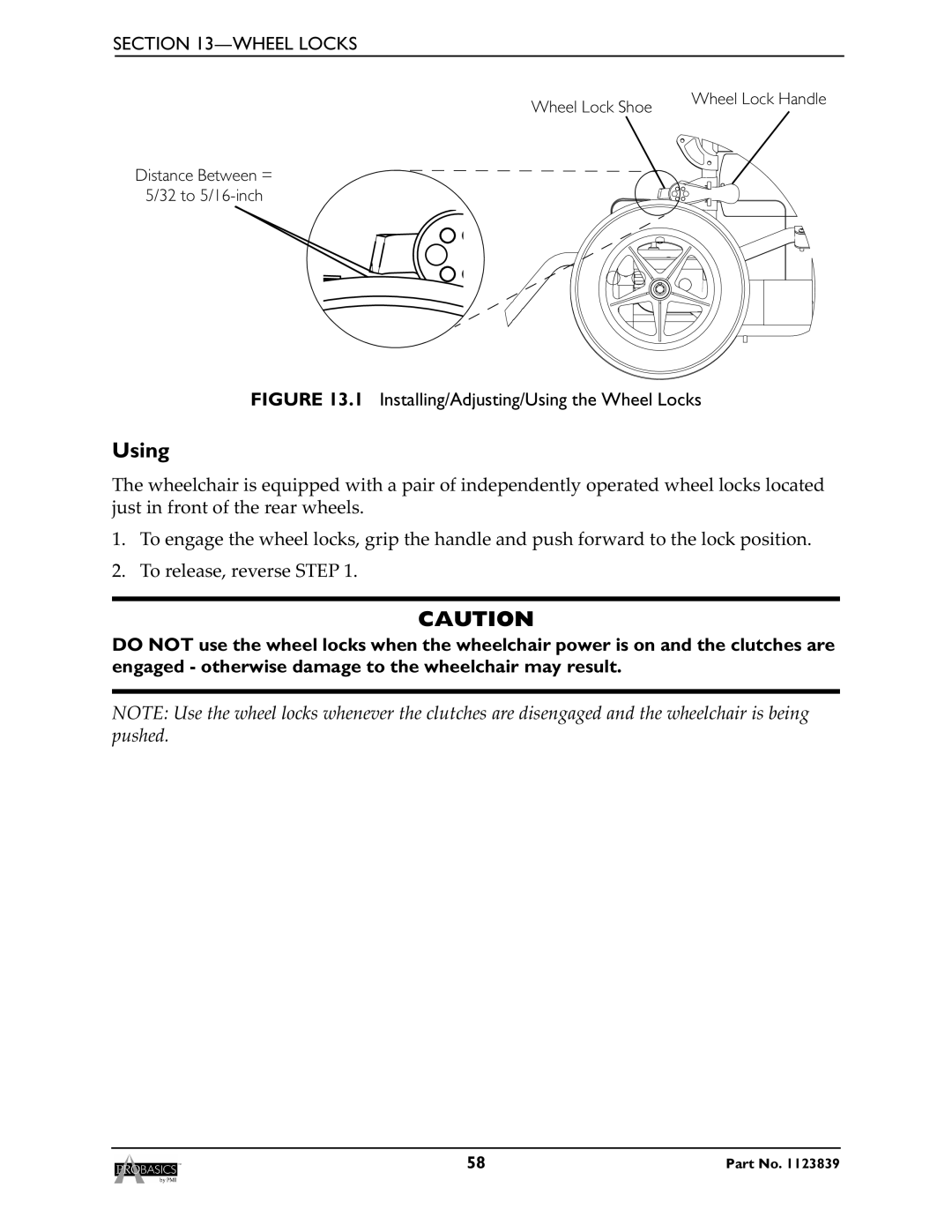 Invacare XP6520, XP6500 manual Installing/Adjusting/Using the Wheel Locks 