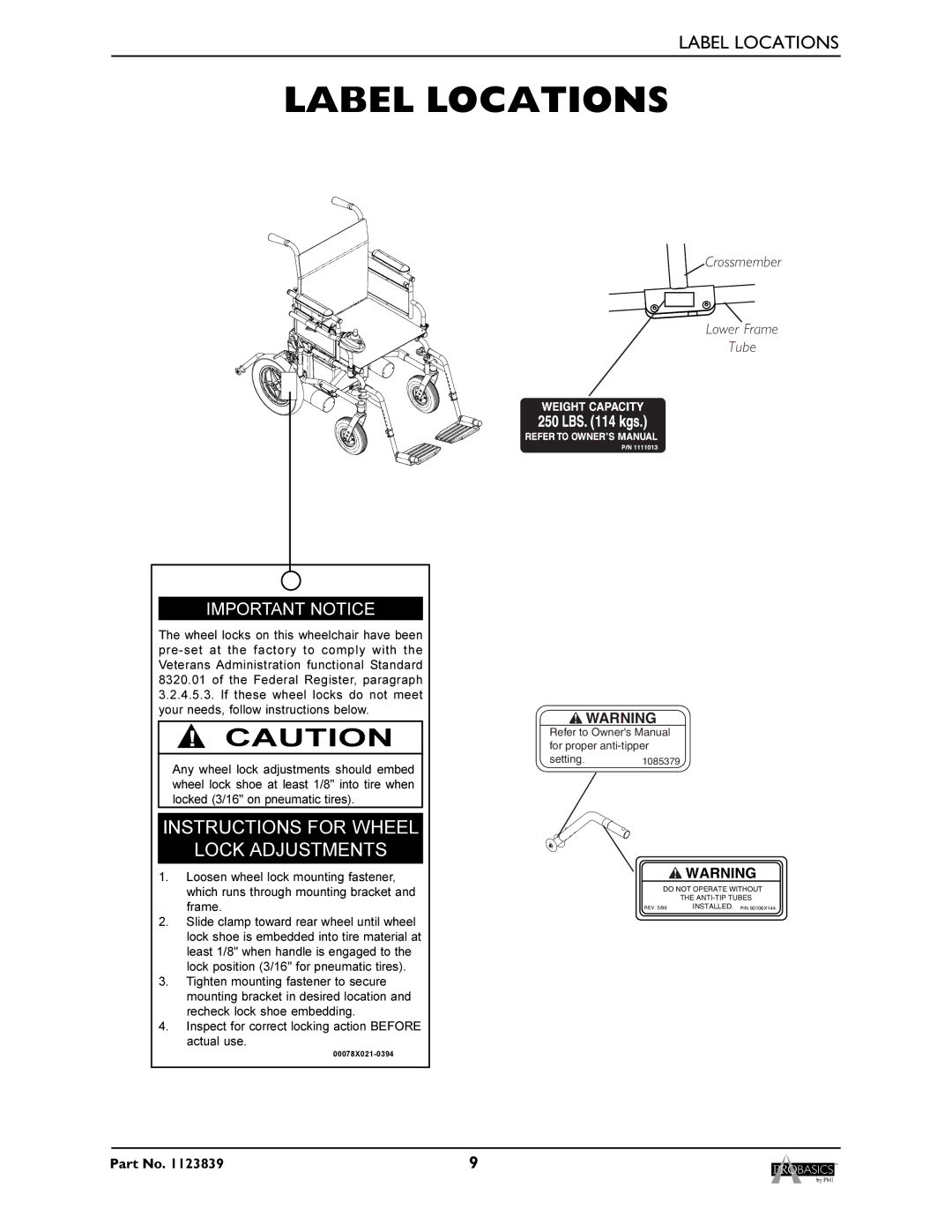 Invacare XP6500, XP6520 manual Label Locations, Important Notice 