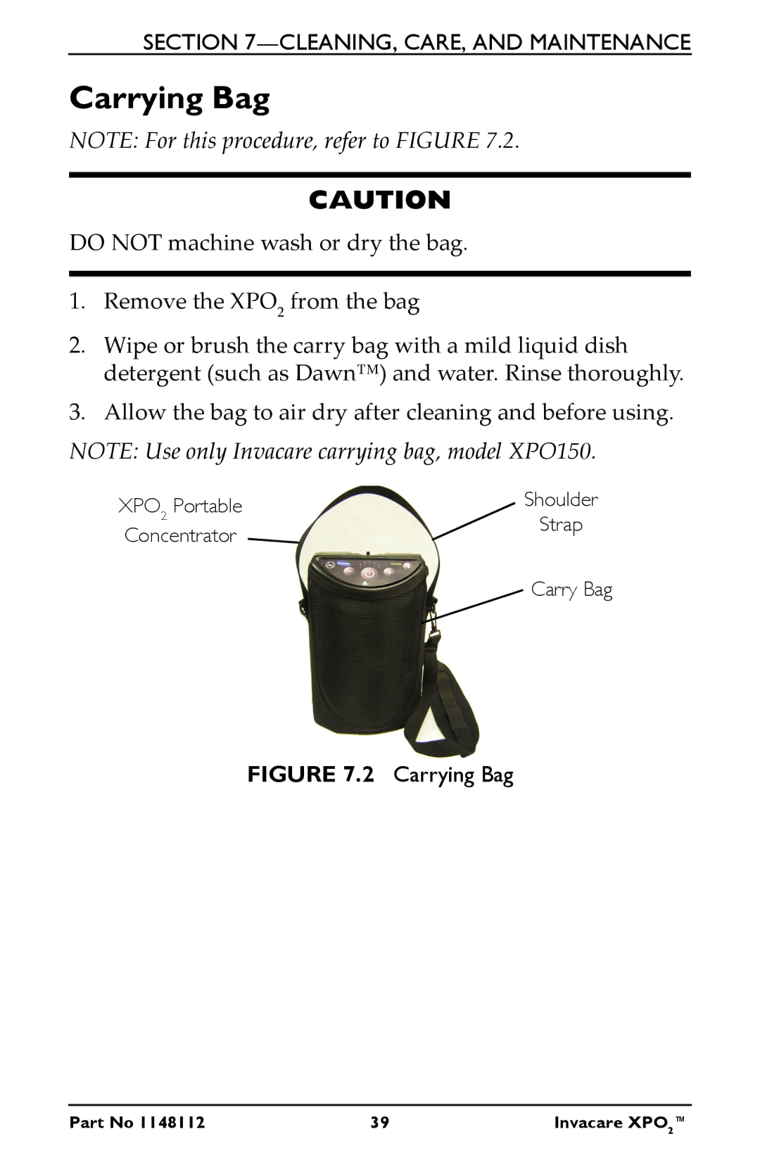 Invacare XPO100B user manual Carrying Bag 