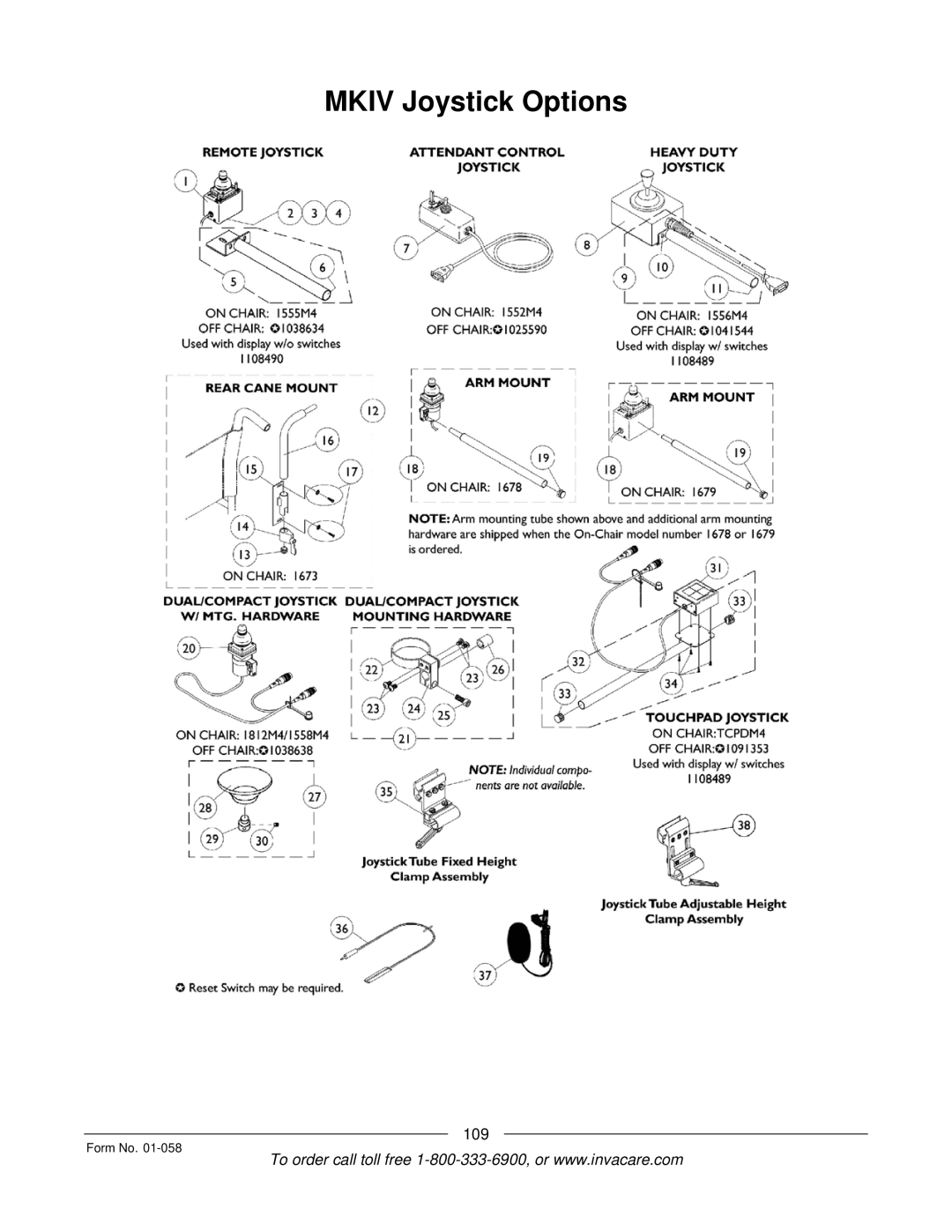 Invacare Xterra GT manual Mkiv Joystick Options 