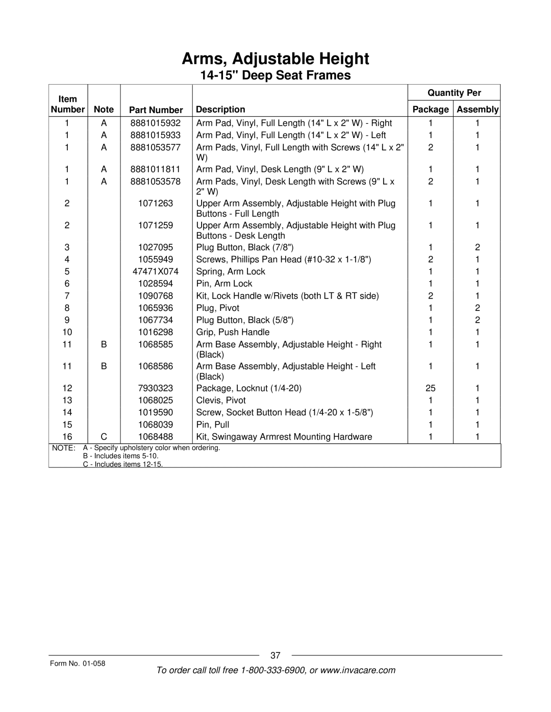 Invacare Xterra GT manual Specify 