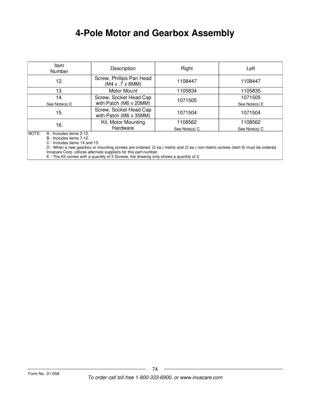 Invacare Xterra GT manual With Patch M6 x 20MM 