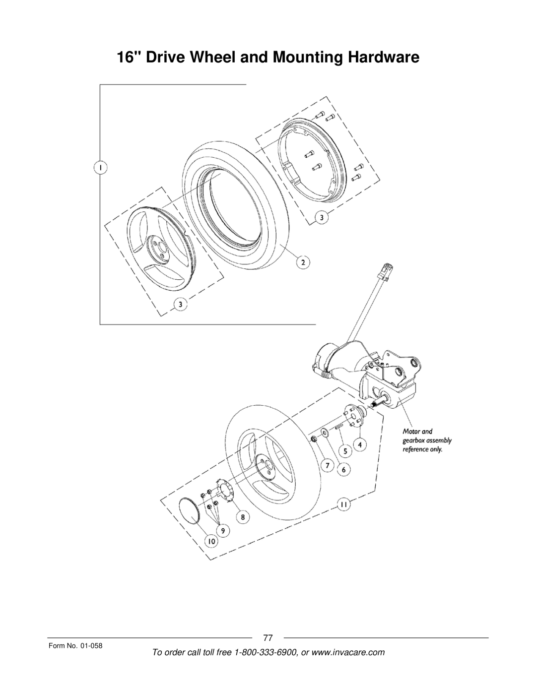 Invacare Xterra GT manual Drive Wheel and Mounting Hardware 