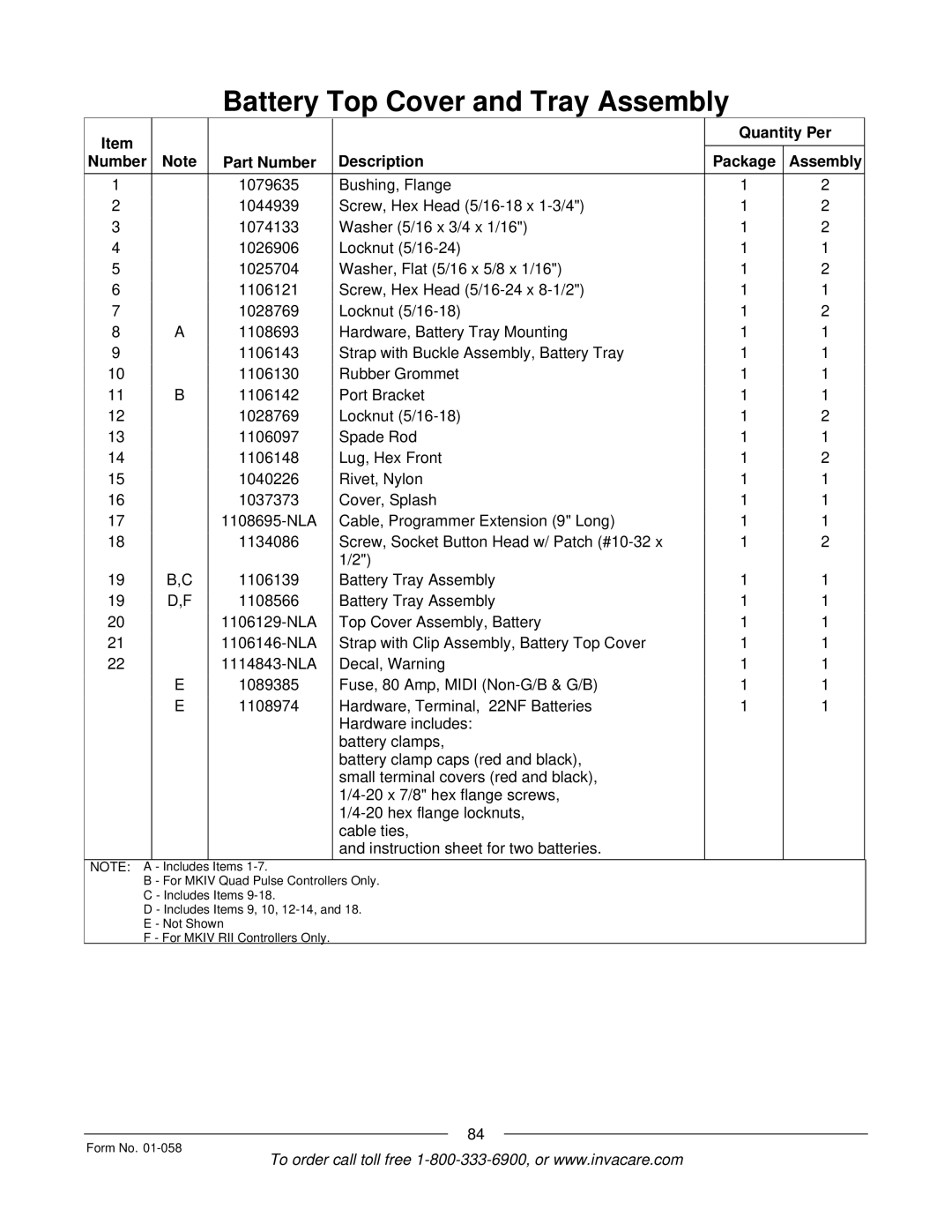 Invacare Xterra GT manual Instruction sheet for two batteries 