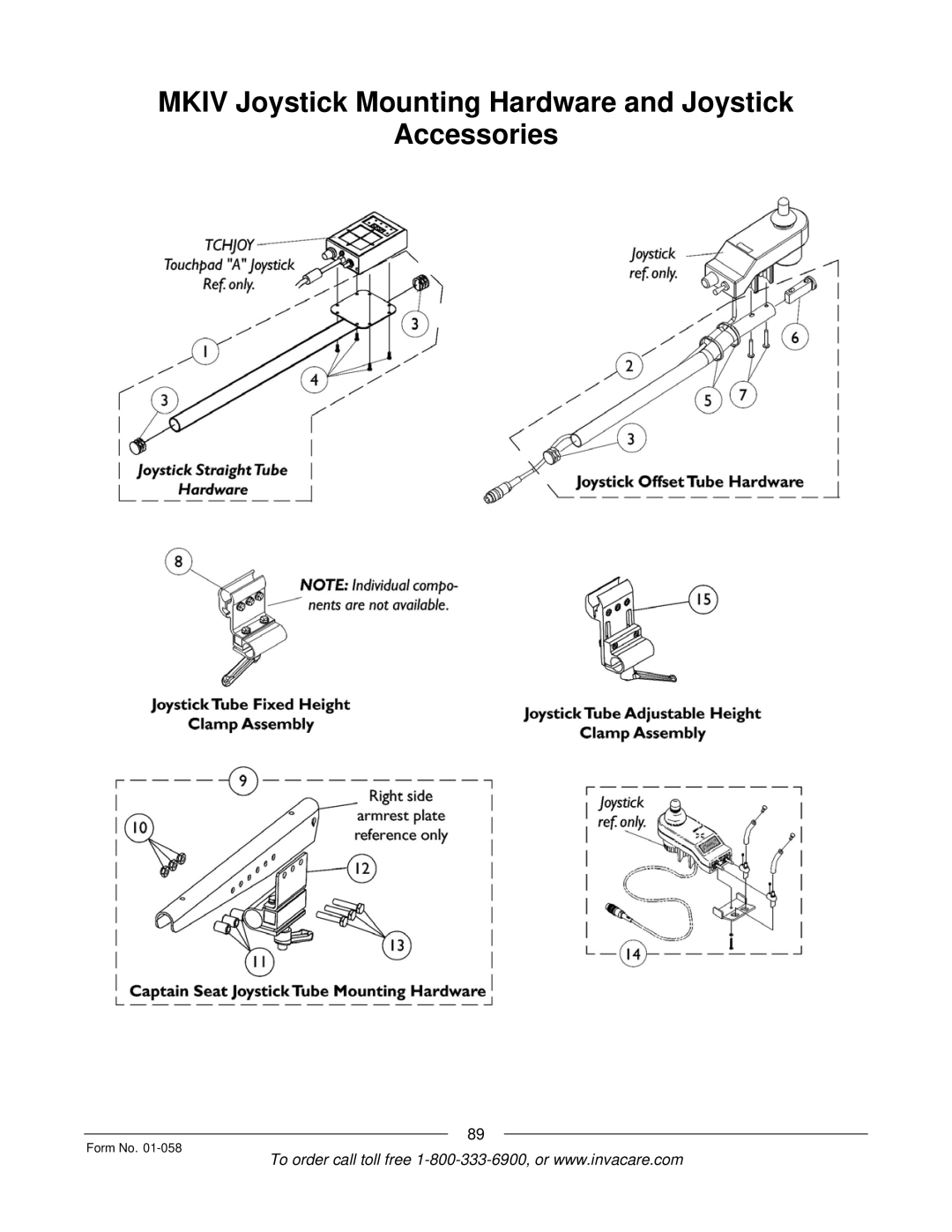 Invacare Xterra GT manual Mkiv Joystick Mounting Hardware and Joystick Accessories 