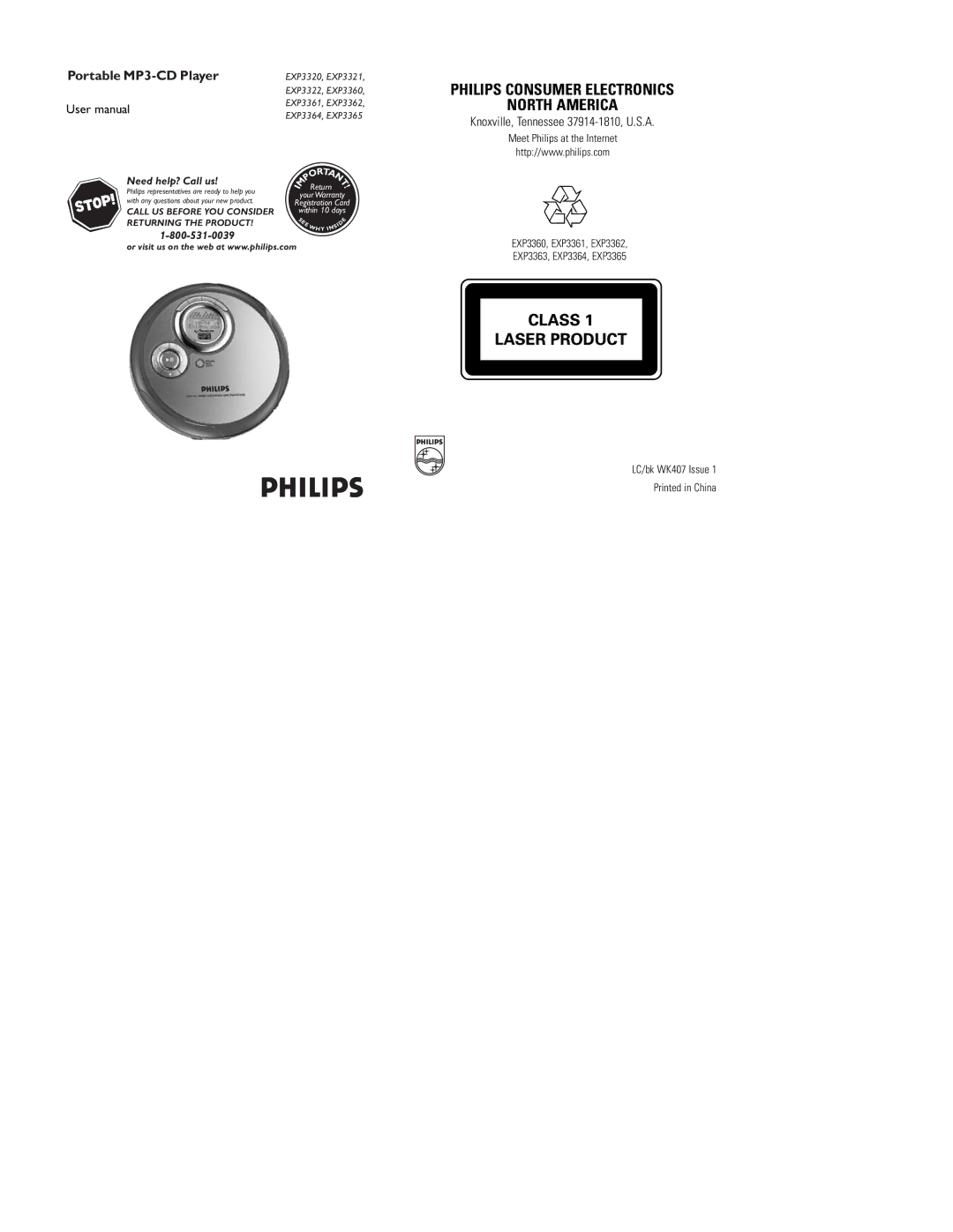 I/O Magic EXP3365, EXP3360, EXP3361, EXP3363, EXP3322, EXP3362 warranty Meet Philips at the Internet, LC/bk WK407 Issue 