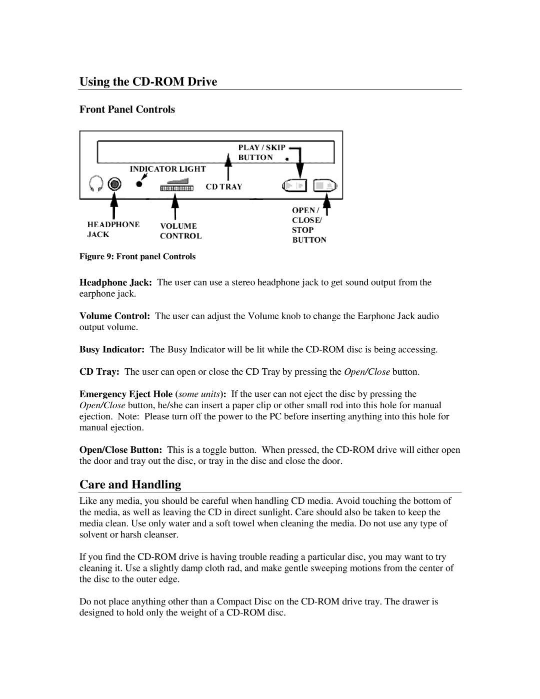 I/O Magic MagicSpin manual Using the CD-ROM Drive, Care and Handling 