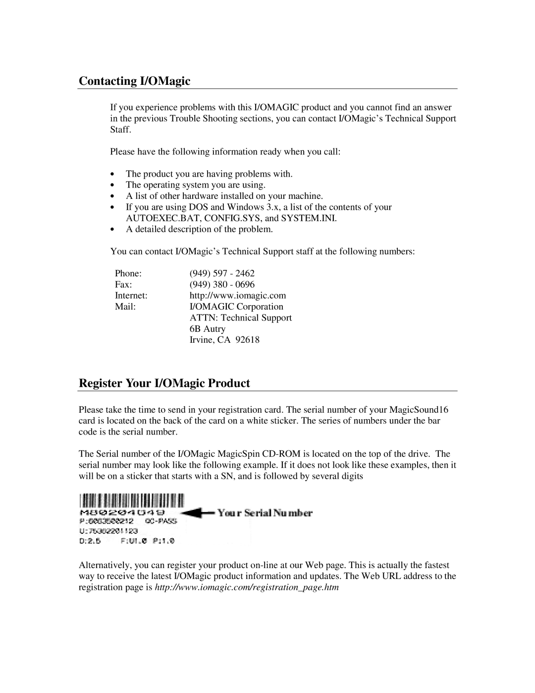 I/O Magic MagicSpin manual Contacting I/OMagic, Register Your I/OMagic Product 