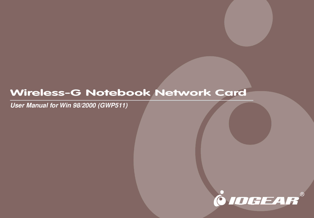 IOGear 1017 GWP511 user manual Wireless-G Notebook Network Card 