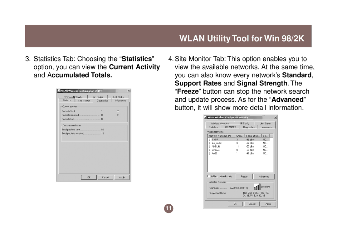 IOGear 1017 GWP511 user manual Wlan Utility Tool for Win 98/2K 