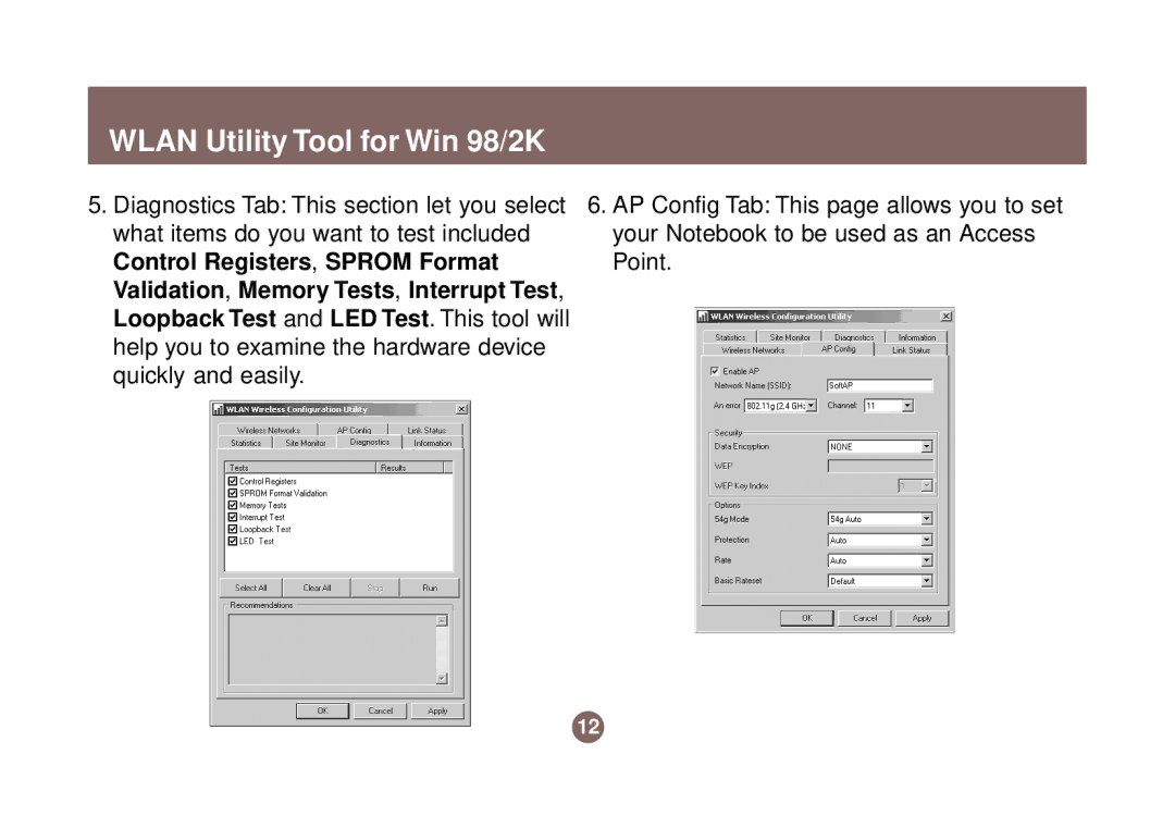 IOGear 1017 GWP511 user manual Wlan Utility Tool for Win 98/2K 