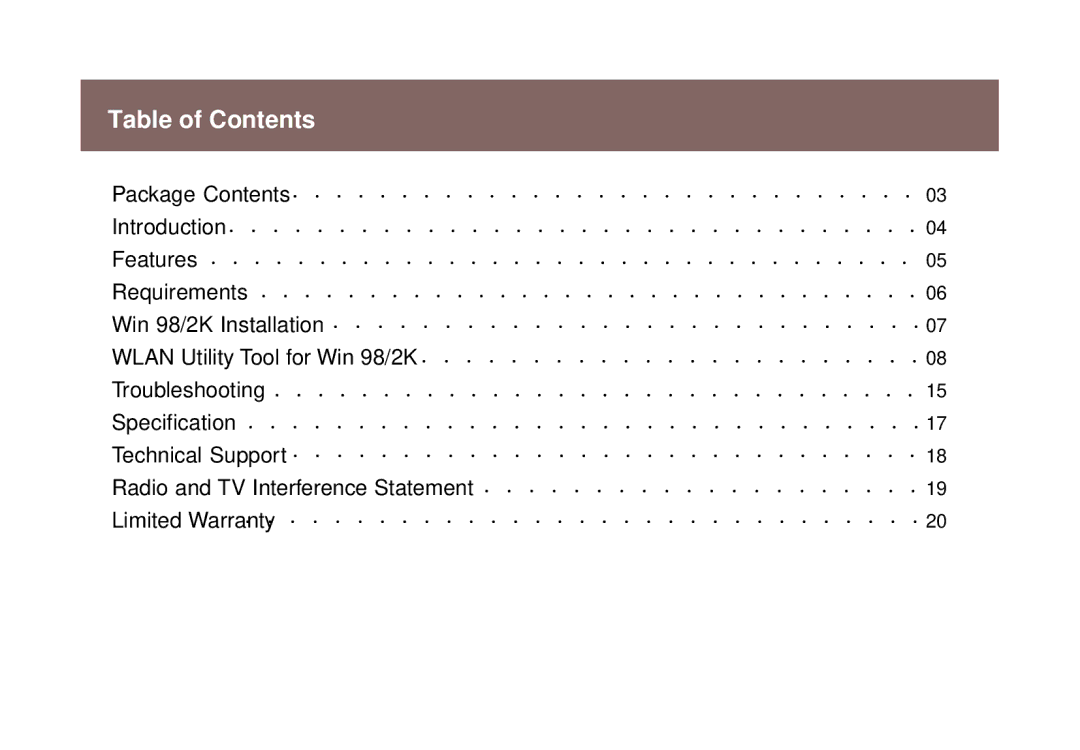 IOGear 1017 GWP511 user manual Table of Contents 