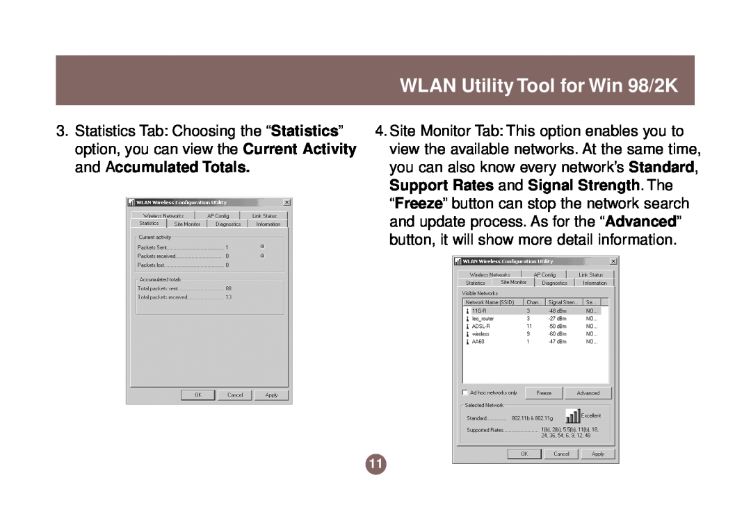 IOGear 1017 GWP511 user manual WLAN Utility Tool for Win 98/2K 