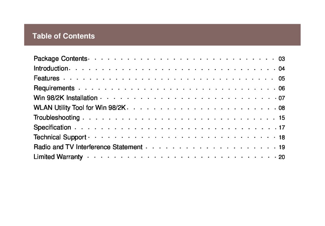 IOGear 1017 GWP511 user manual Table of Contents 
