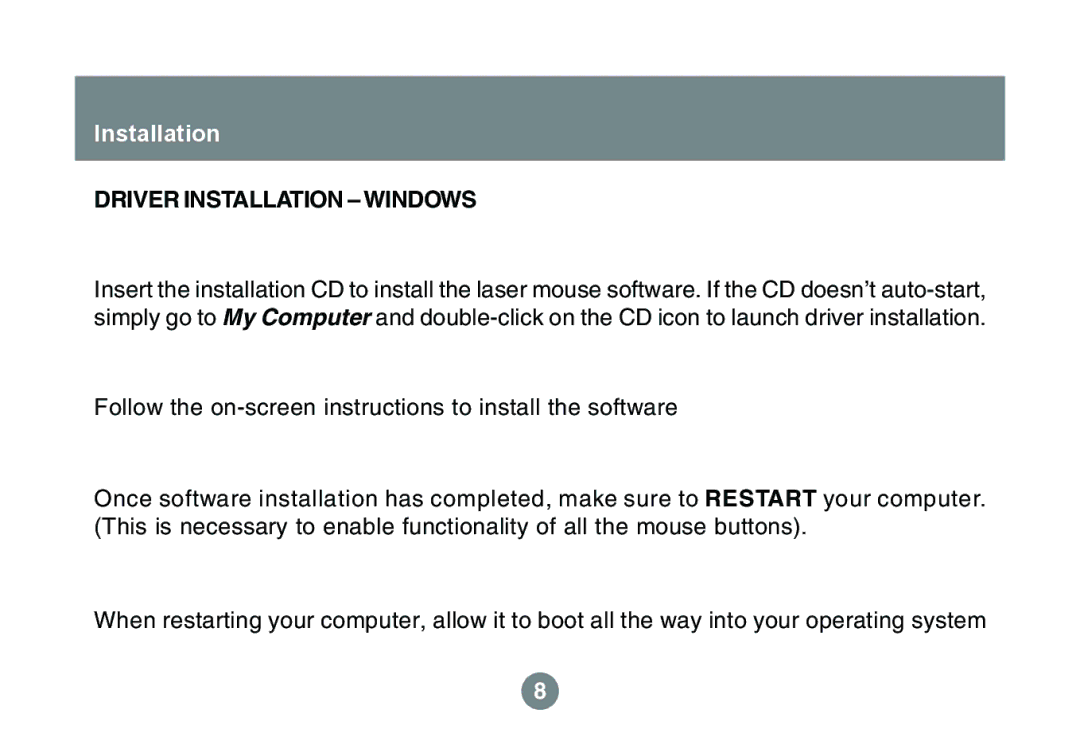 IOGear 1600DPI user manual Driver Installation Windows 