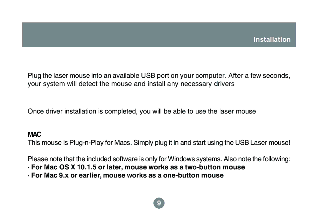 IOGear 1600DPI user manual Mac 