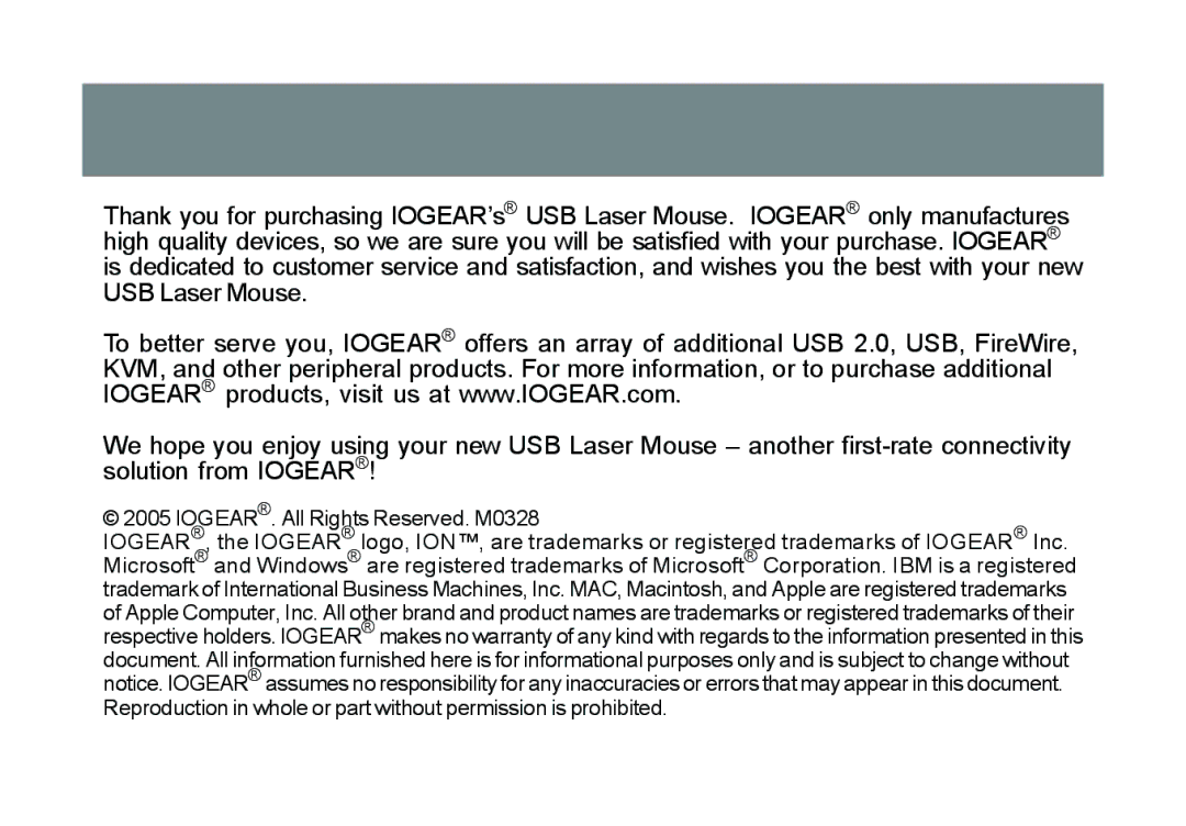 IOGear 1600DPI user manual 