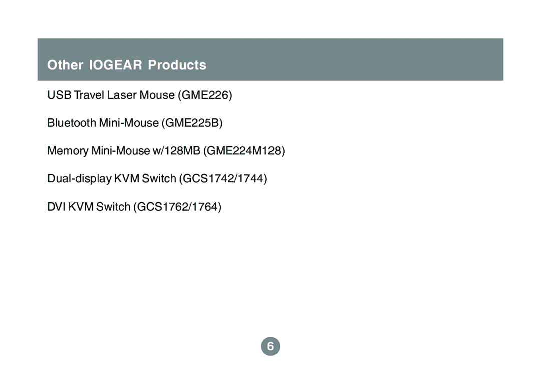 IOGear 1600DPI user manual Other Iogear Products 