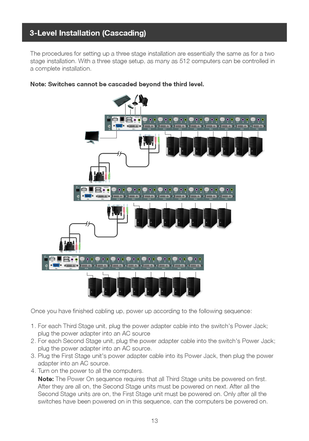 IOGear 8-port dvi kvmp switch user manual Level Installation Cascading 