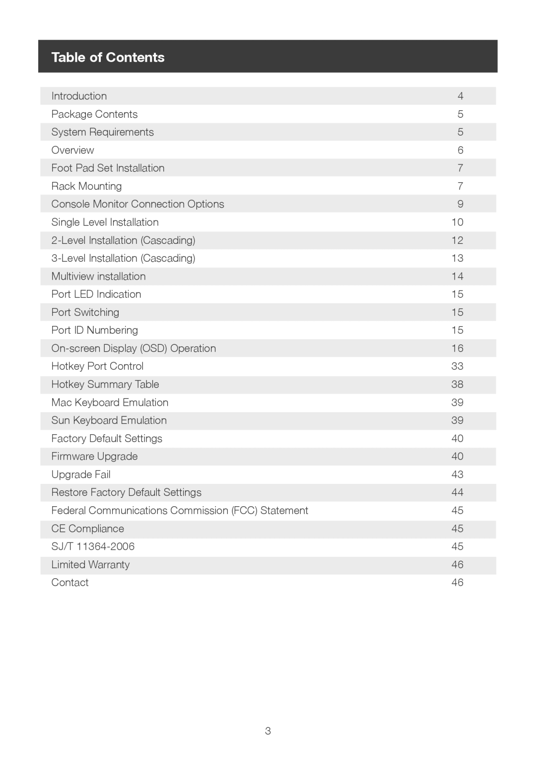 IOGear 8-port dvi kvmp switch user manual Table of Contents 