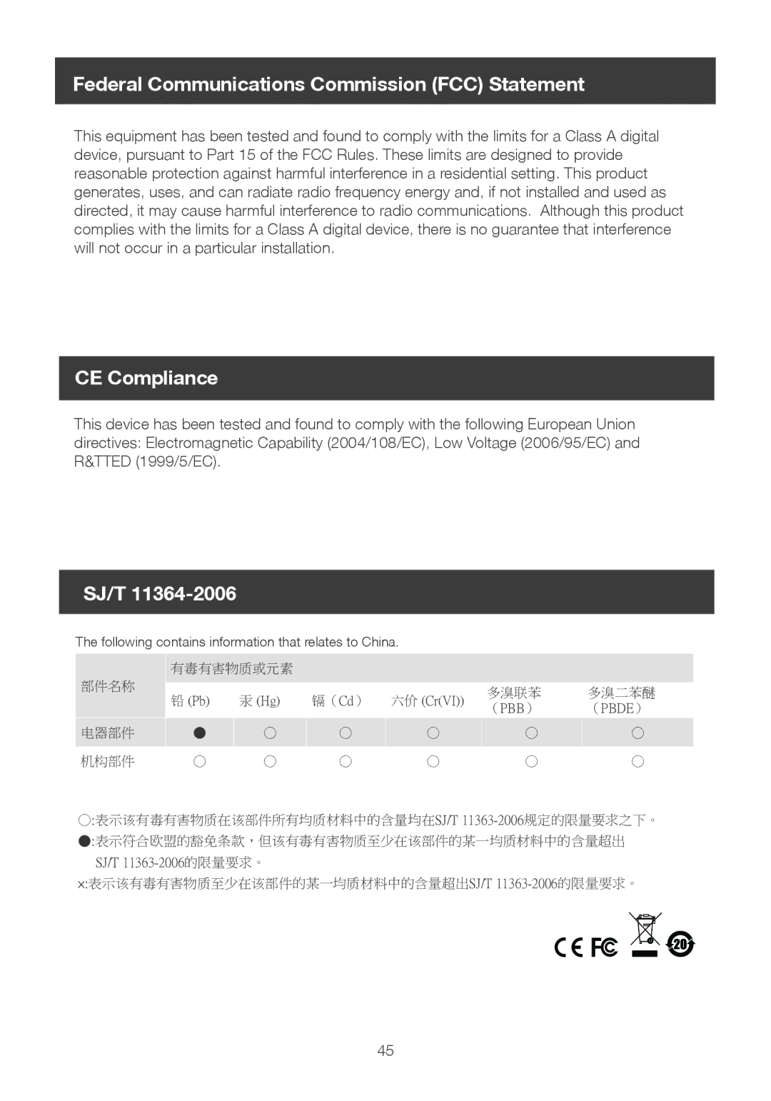 IOGear 8-port dvi kvmp switch user manual Federal Communications Commission FCC Statement, CE Compliance, Sj/T 