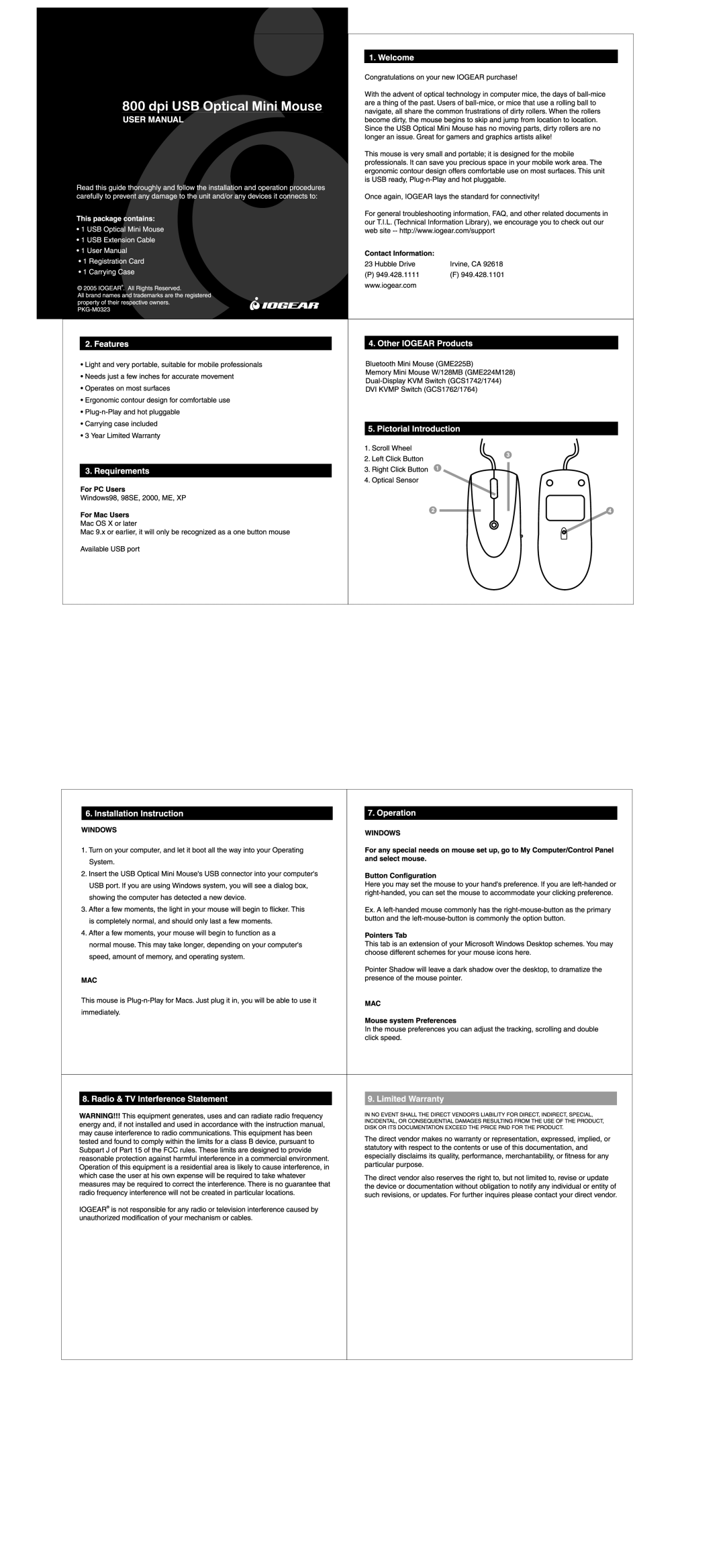 IOGear 800 dpi manual 