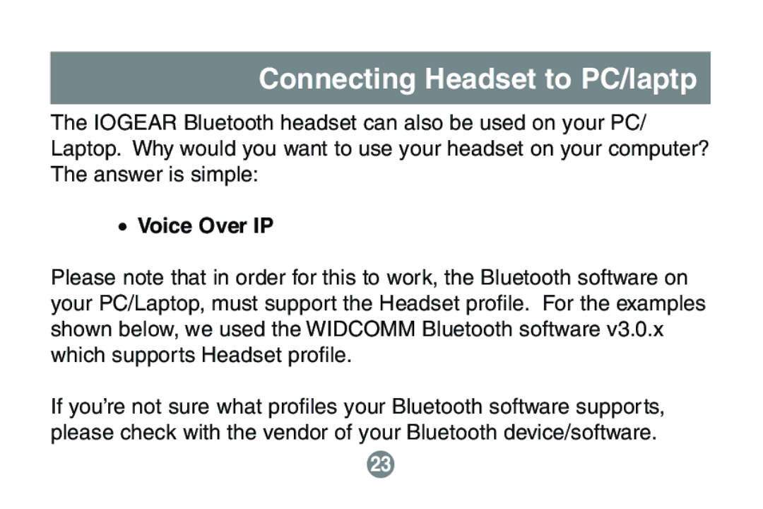 IOGear GBE201 user manual Connecting Headset to PC/laptp, Voice Over IP 