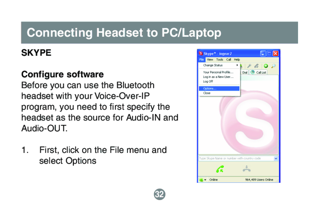 IOGear GBE201 user manual Skype, Configure software 